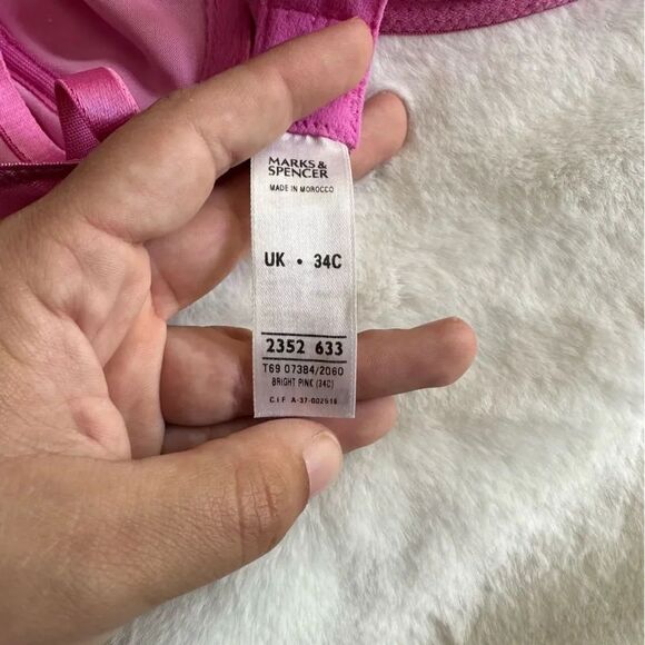 Marks & Spencer Pink Floral Embroidered Lace Bra Women's Size 34C - Picture 7 of 10